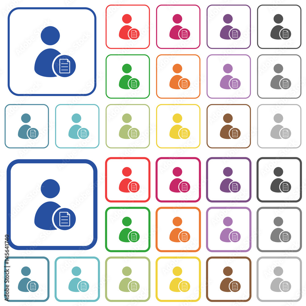 User account properties outlined flat color icons