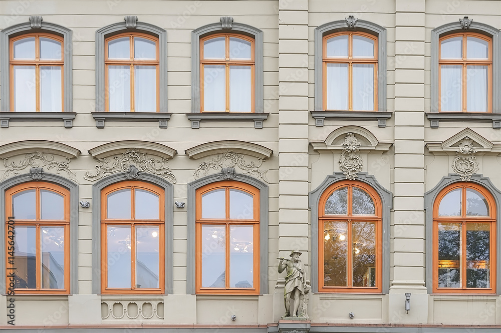 Fototapeta premium House wall with moulding in Riga
