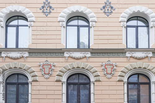 House wall with moulding in Riga