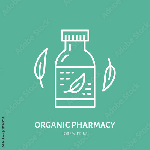 Organic pharmacy line icon. Vector logo for alternative medicine store.