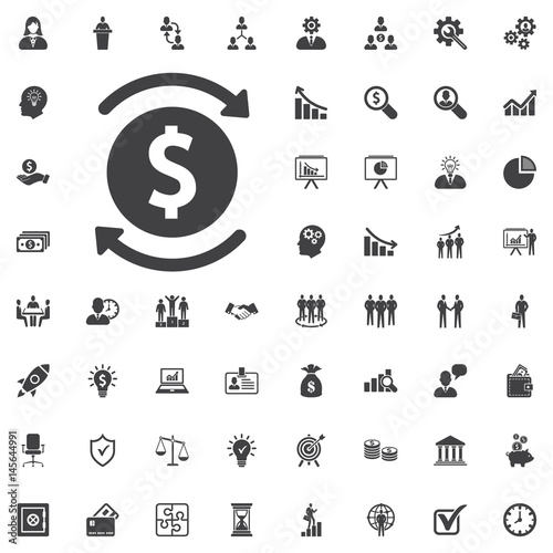 Money turnover icon vector, solid logo illustration, pictogram