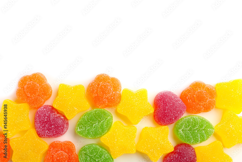 Tasty jelly candies on white background Tasty jelly candies on white background