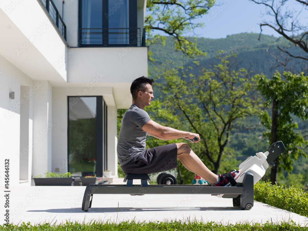 Fototapeta premium man doing morning exercises