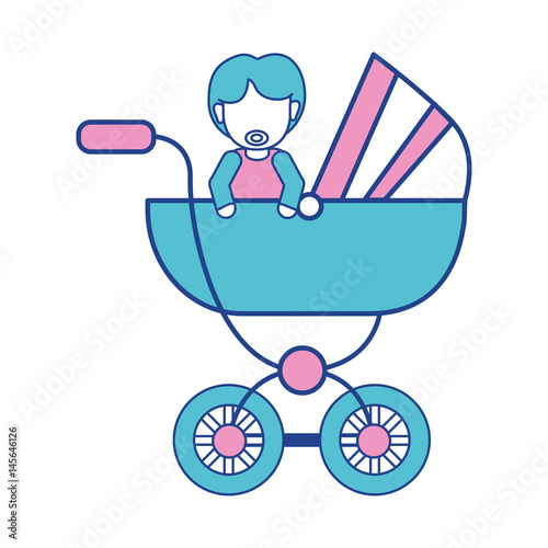 baby girl with hairstyle inside carriage