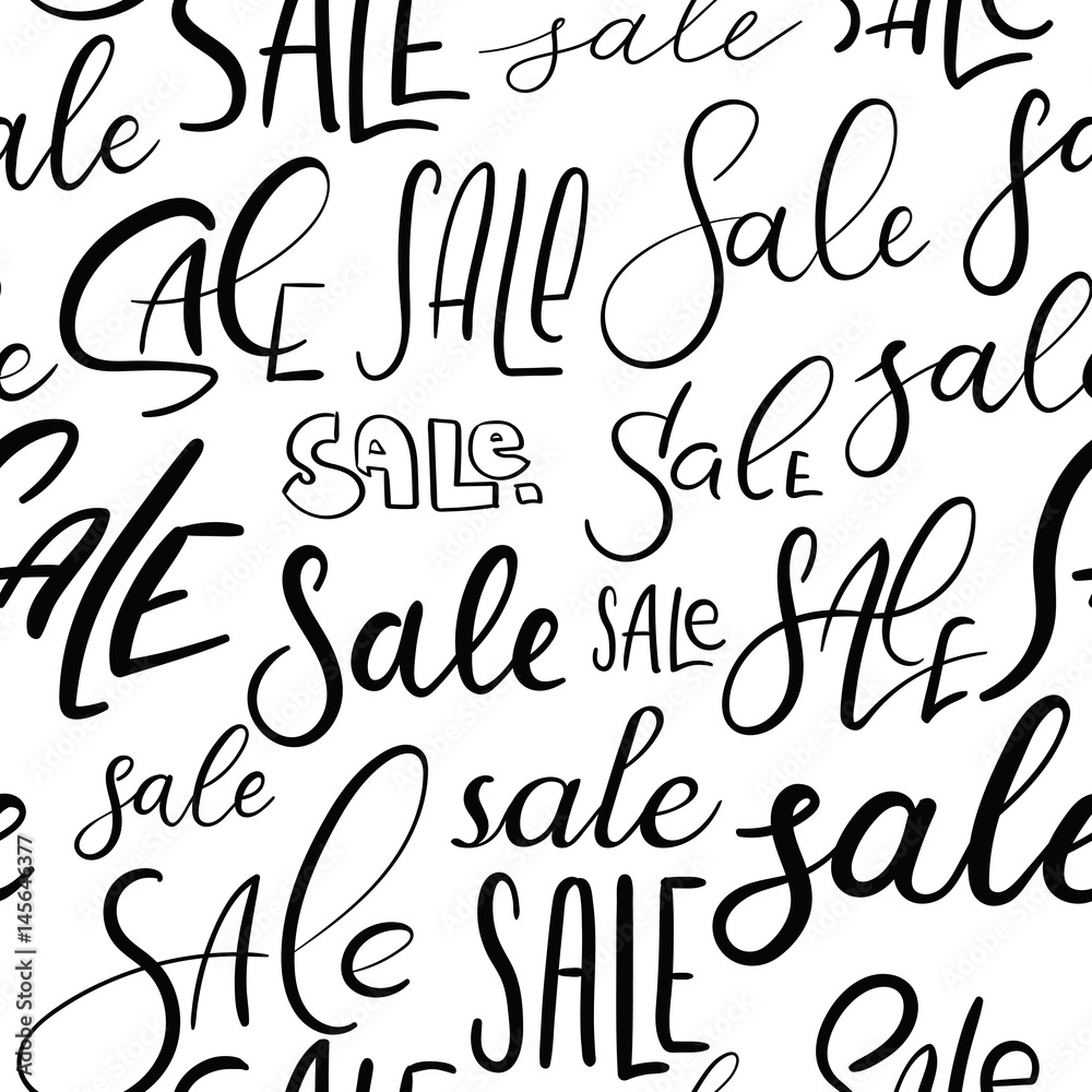 Sale. Seamless hand lettering pattern. Vector background. Modern calligraphy Sale. Seamless hand lettering pattern. Vector background. Modern calligraphy