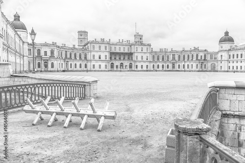 Black and white image of the royal palace