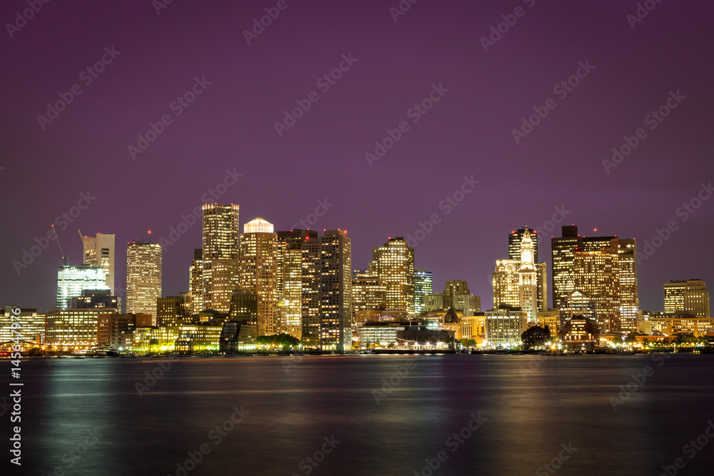 Evening skyline of Boston, Massachusetts, USA