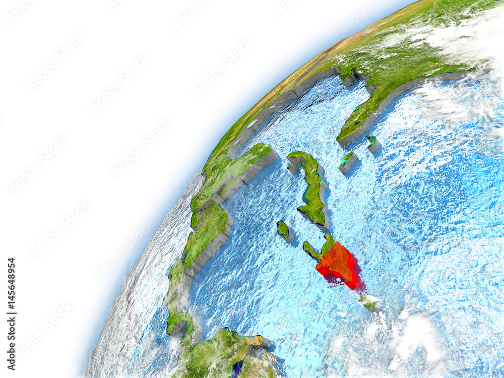 Fototapeta premium Dominican Republic on model of planet Earth