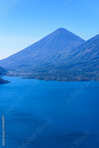 Panorama view of the lake Atitlan and volcanos in the highlands of Guatemala