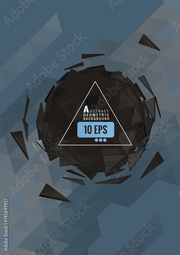 Dark polygonal triangular space on blue stripe BG