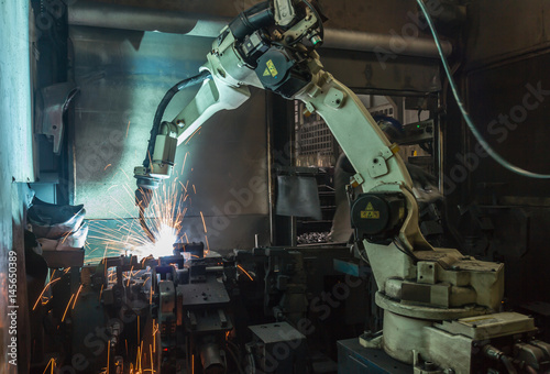  welding robot in Industrial automotive. in factory
