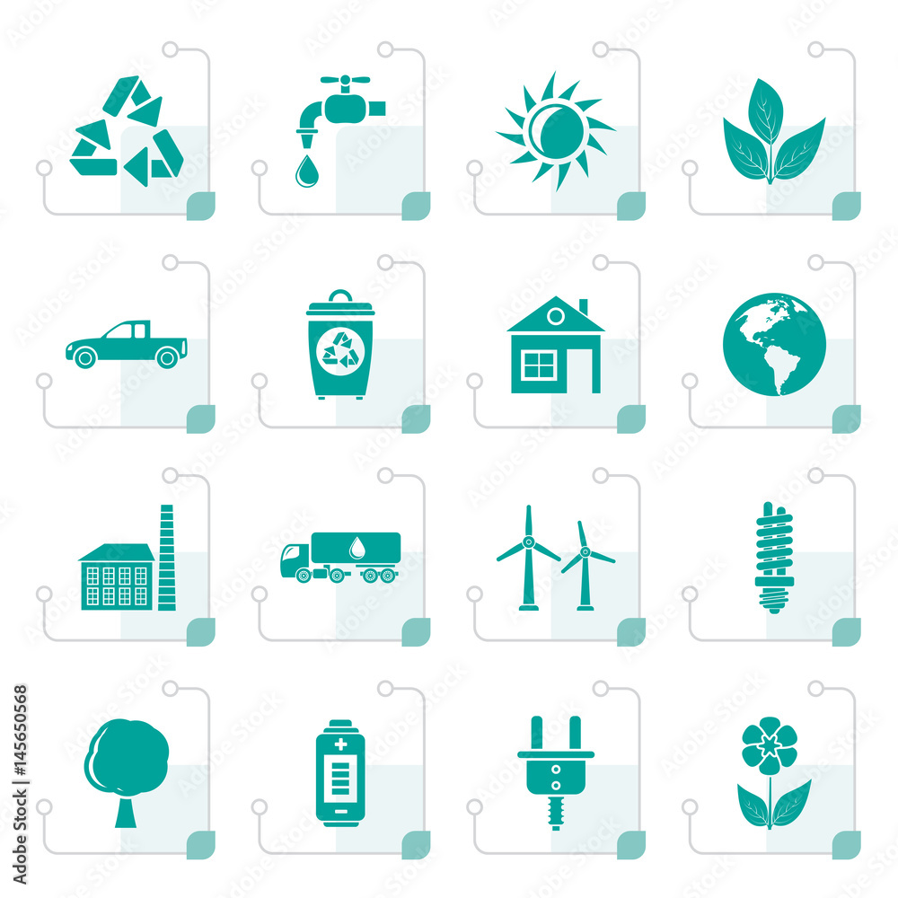 Stylized ecology and environment icons - vector icon set Stylized ecology and environment icons - vector icon set