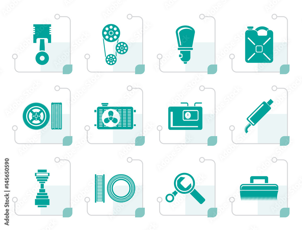 Fototapeta premium Stylized Car Parts and services - Vector Illustration