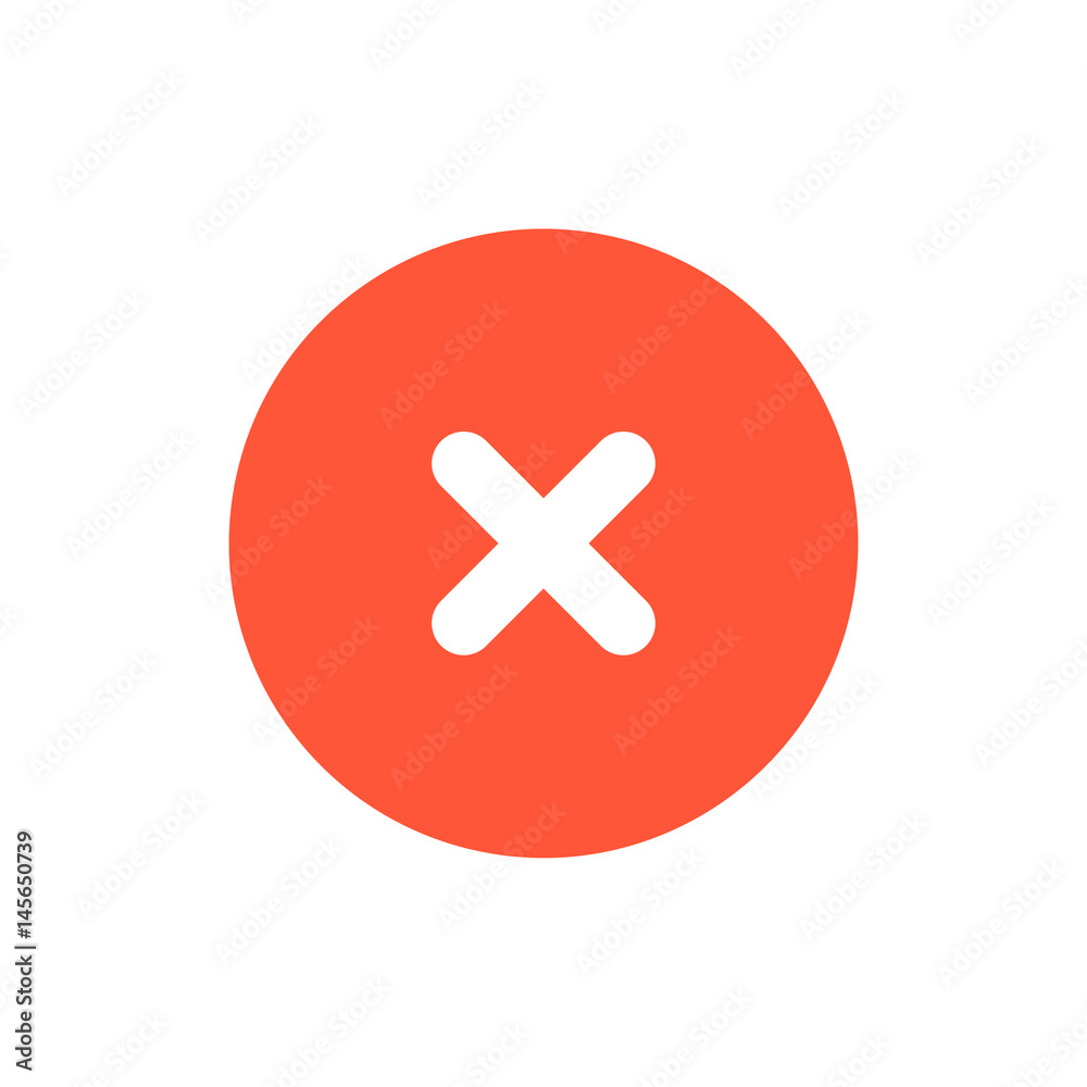 Close icon. Red delete symbol. Vector sign Close icon. Red delete symbol. Vector sign