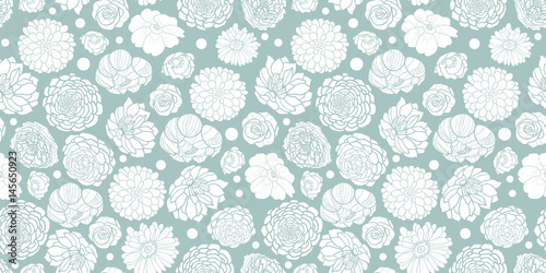 Vector silver grey spring flowers seamless repeat pattern bacgkround design. ...