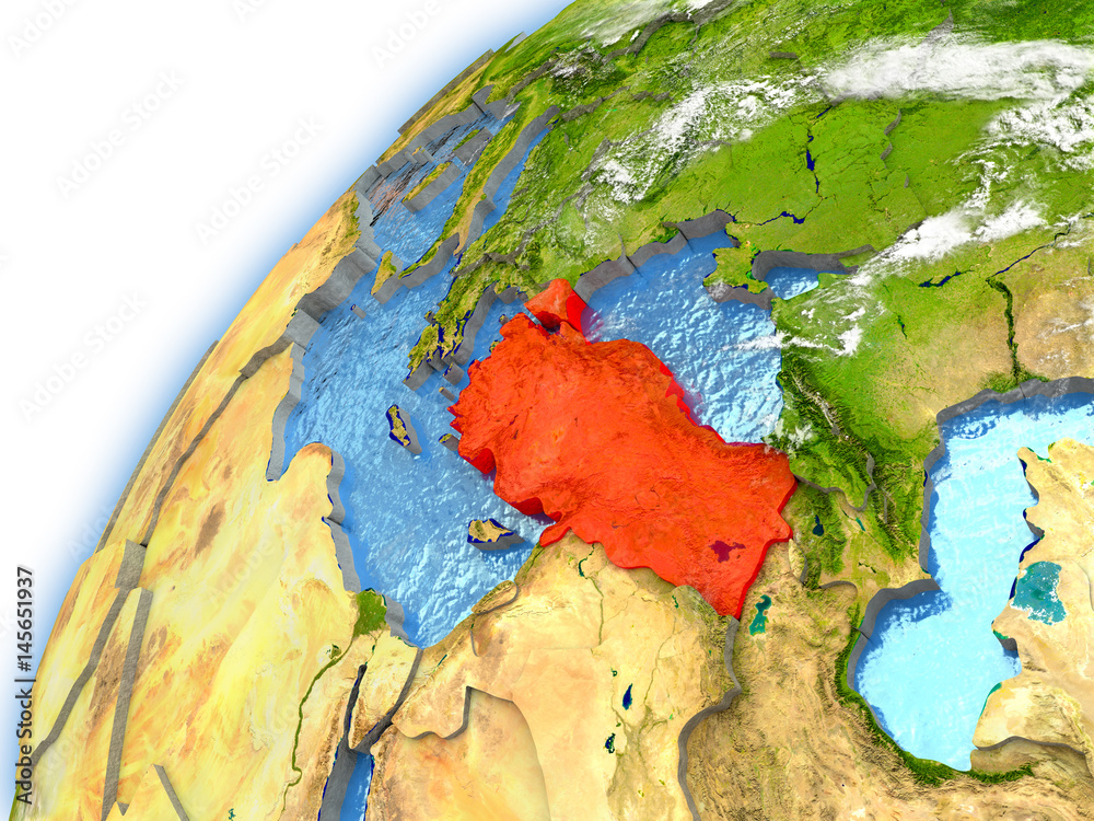 Turkey on model of planet Earth