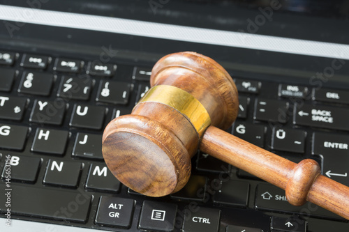 Law Legal Concept Gavel on Computer photo