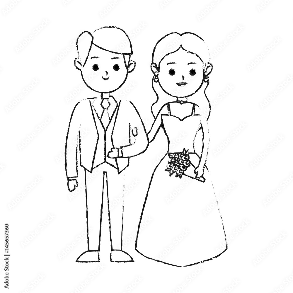 groom and bride icon image cute cartoon vector illustration design black sketch line groom and bride icon image cute cartoon vector illustration design black sketch line