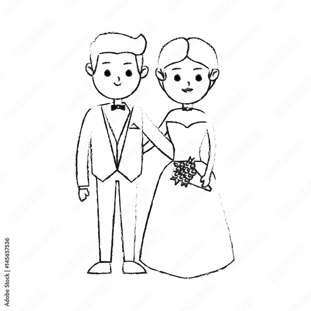 groom and bride icon image cute cartoon vector illustration design black sketch line groom and bride icon image cute cartoon vector illustration design black sketch line