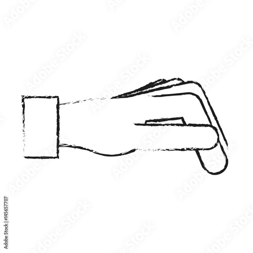 hand sideview icon image vector illustration design  black sketch line © Jemastock