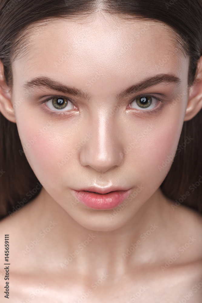 beauty woman head and shoulders portrait, clear shiny skin beauty woman head and shoulders portrait, clear shiny skin