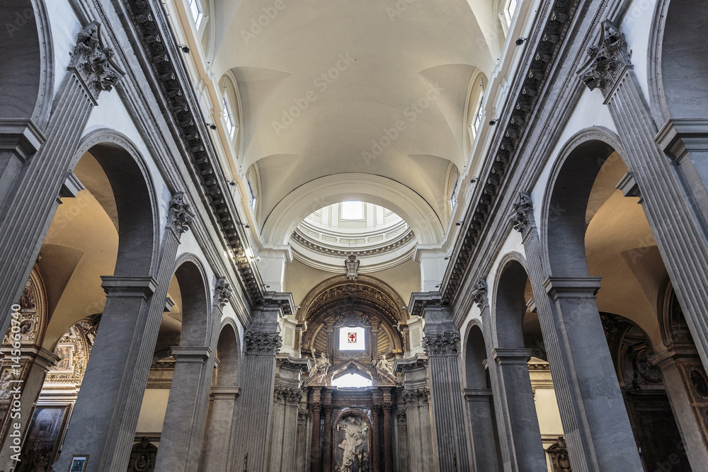 Interior of San Giovanni dei Fiorentini in Rome, Italy