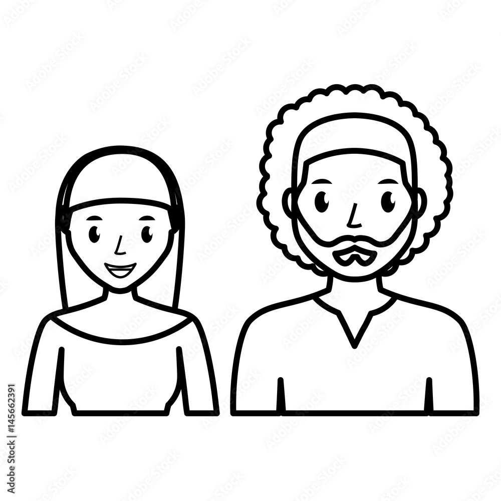 happy couple of man and woman, cartoon icon over white background. vector illustration happy couple of man and woman, cartoon icon over white background. vector illustration