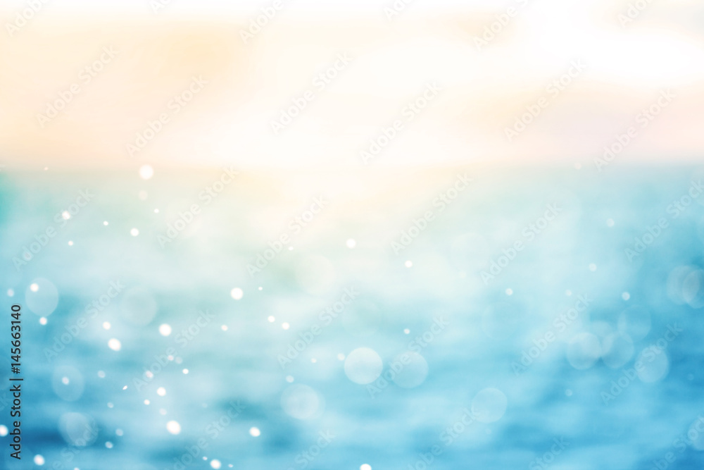 Blur beautiful shiny sparkling  tropical blue sea beach , the fresh summer background . - obrazy, fototapety, plakaty 