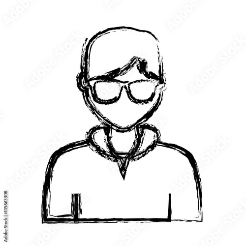 hipster man with glasses icon over white background. vector illustration