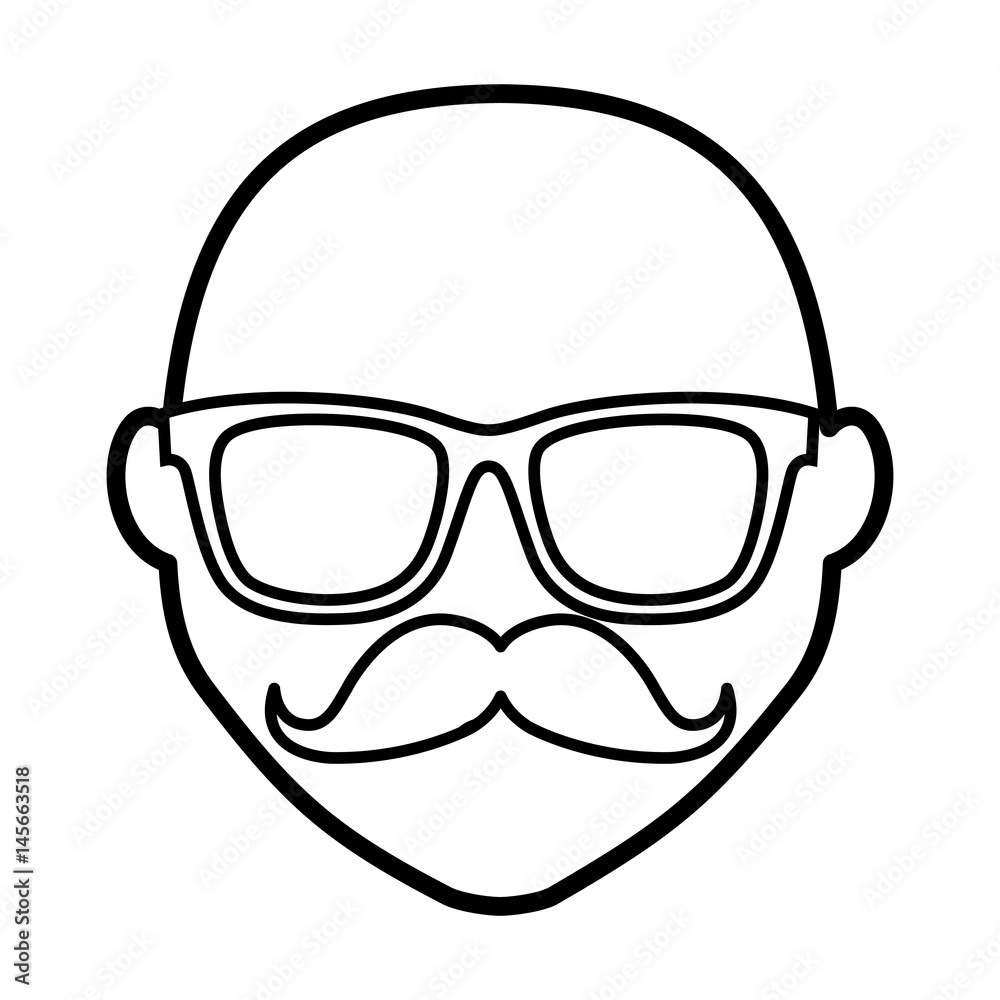 hipster man with mustache and glasses icon over white background. vector illustration hipster man with mustache and glasses icon over white background. vector illustration