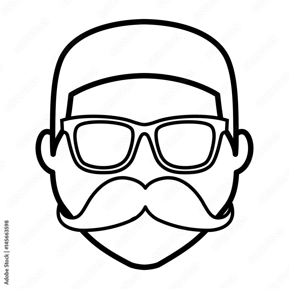 hipster man with mustache and glasses icon over white background. vector illustration hipster man with mustache and glasses icon over white background. vector illustration