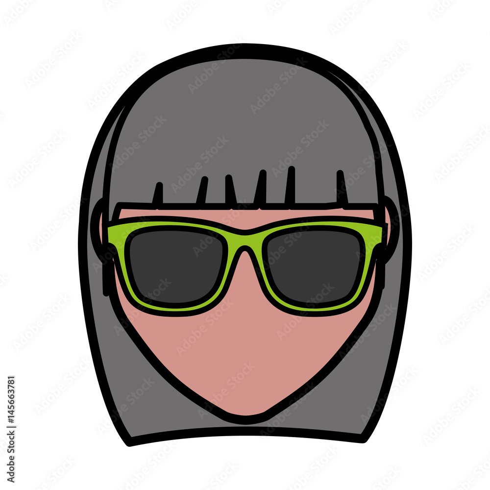 woman with sunglasses icon over white background. vector illustration