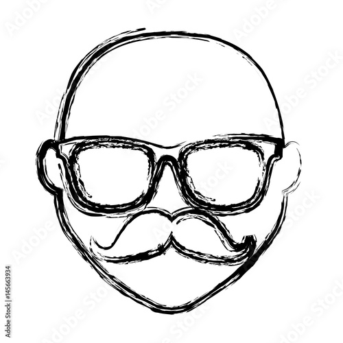 hipster man with mustache and glasses icon over white background. vector illustration