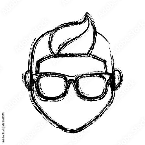 hipster man with glasses icon over white background. vector illustration