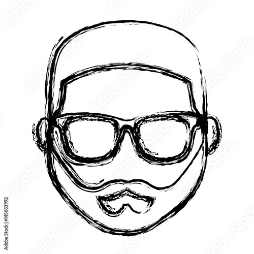 hipster man with glasses and beard icon over white background. vector illustration