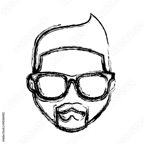 hipster man with glasses and beard icon over white background. vector illustration