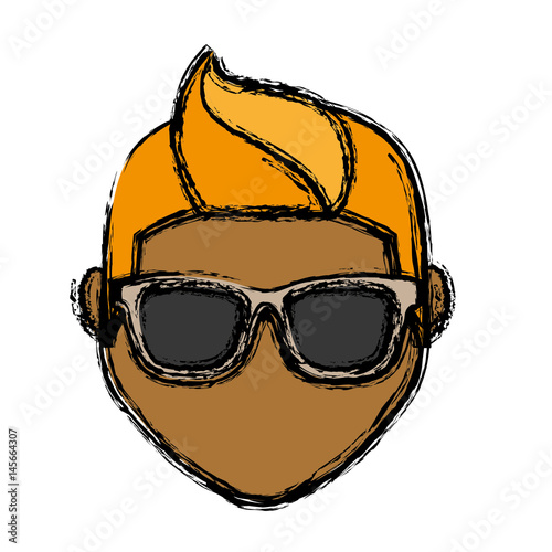 hipster man with sunglasses icon over white background. colorful design. vector illustration