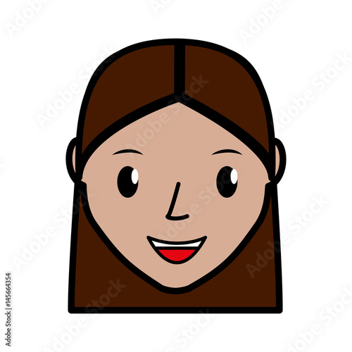 happy woman face icon over white background. colorful design. vector illustration