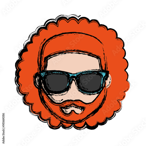 hipster man with glasses and beard icon over white background. colorful design. vector illustration