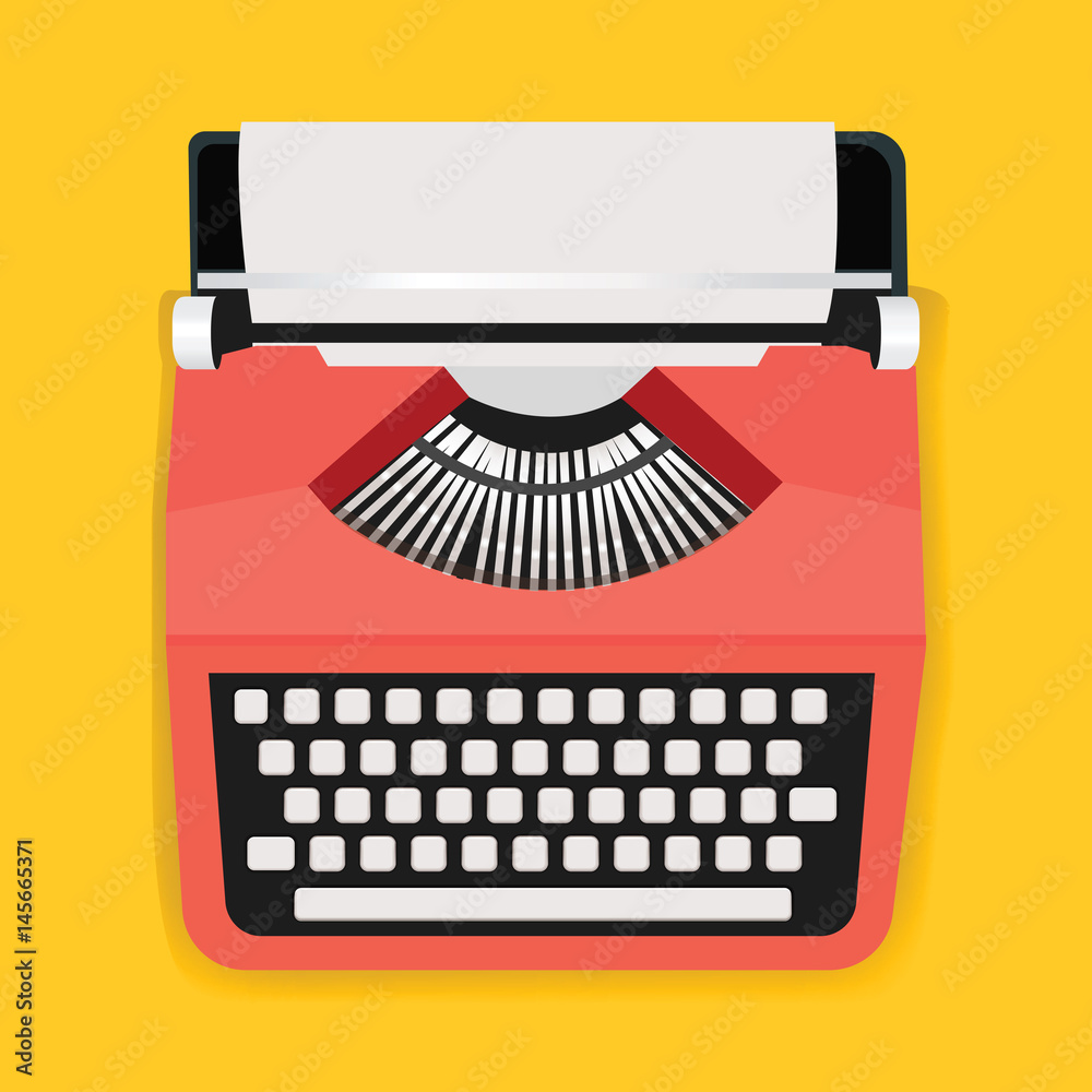 Retro Typewriter Machine Icon Illustration Vector