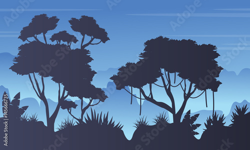 Collection stock forest landscape silhouette
