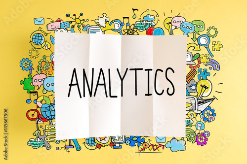 Analytics text with colorful illustrations