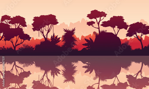 Vector illustration scenery of rain forest