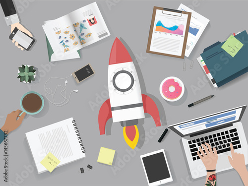 People meeting brainstorming launch vector illustration