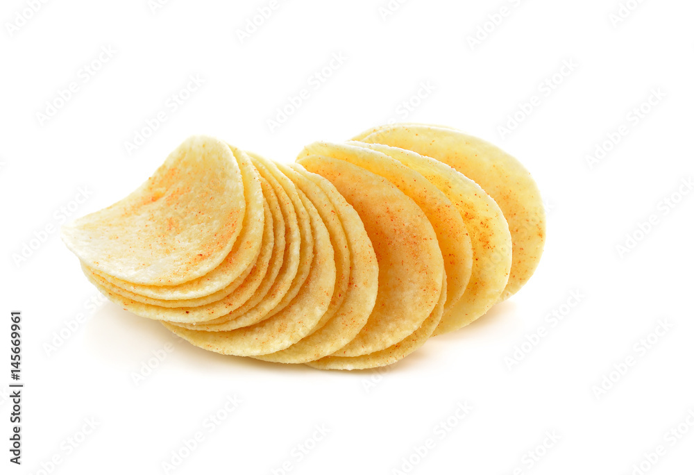 Potato chips isolated on white Potato chips isolated on white