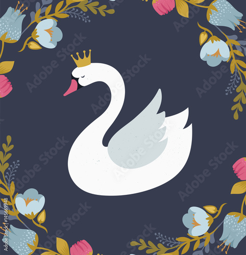 Swan lake, greeting card, poster and illustration