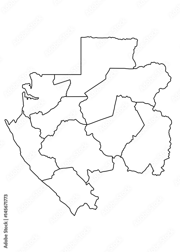 The Republic Of Gabon border on a white background circuit The Republic Of Gabon border on a white background circuit
