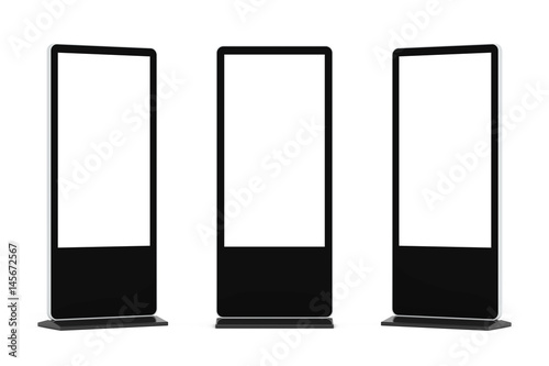 Blank Trade Show LCD Screen Stand as Template for Your Design. 3d Rendering