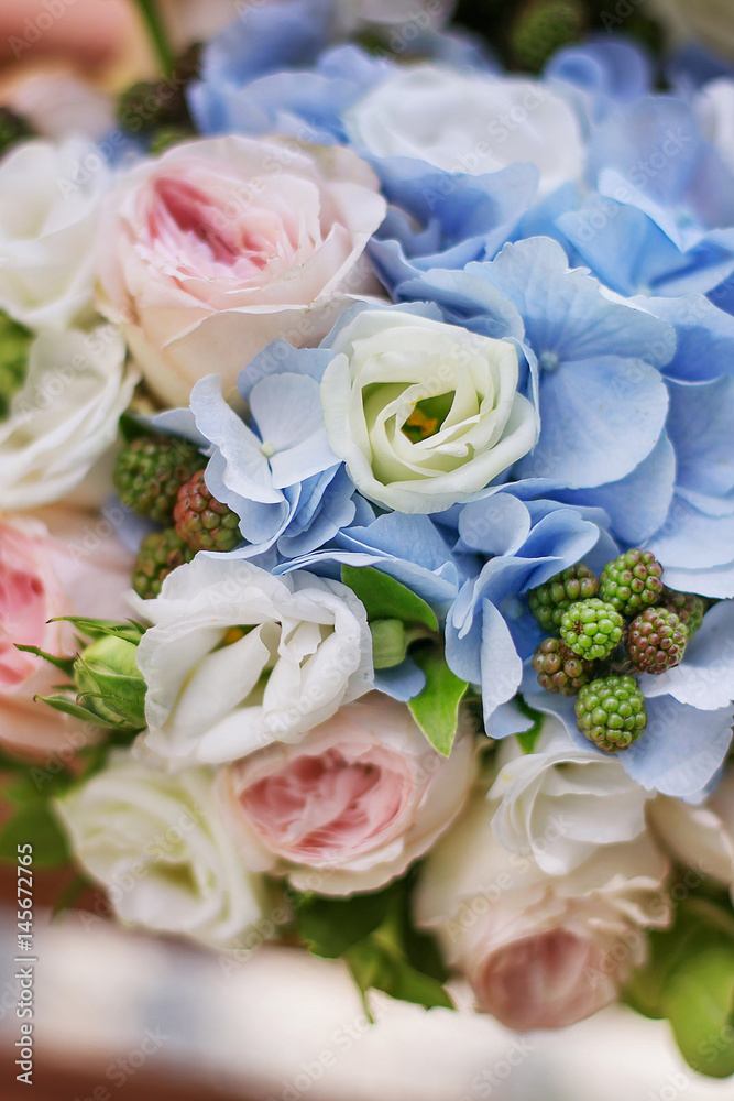 delicate bouquet of roses and hydrangeas delicate bouquet of roses and hydrangeas