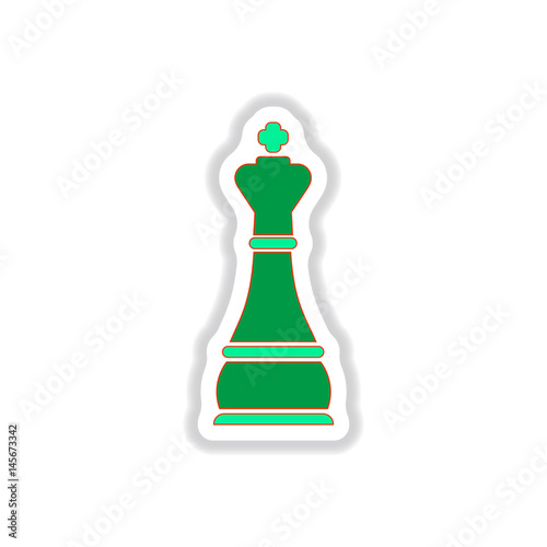 Vector illustration in paper sticker style Chess king